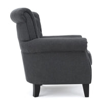 Accent Club Chair, Rolled Arms and Back, Diamond Stitched, Gray Fabric -BM320514