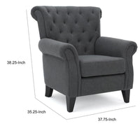 Accent Club Chair, Rolled Arms and Back, Diamond Stitched, Gray Fabric -BM320514