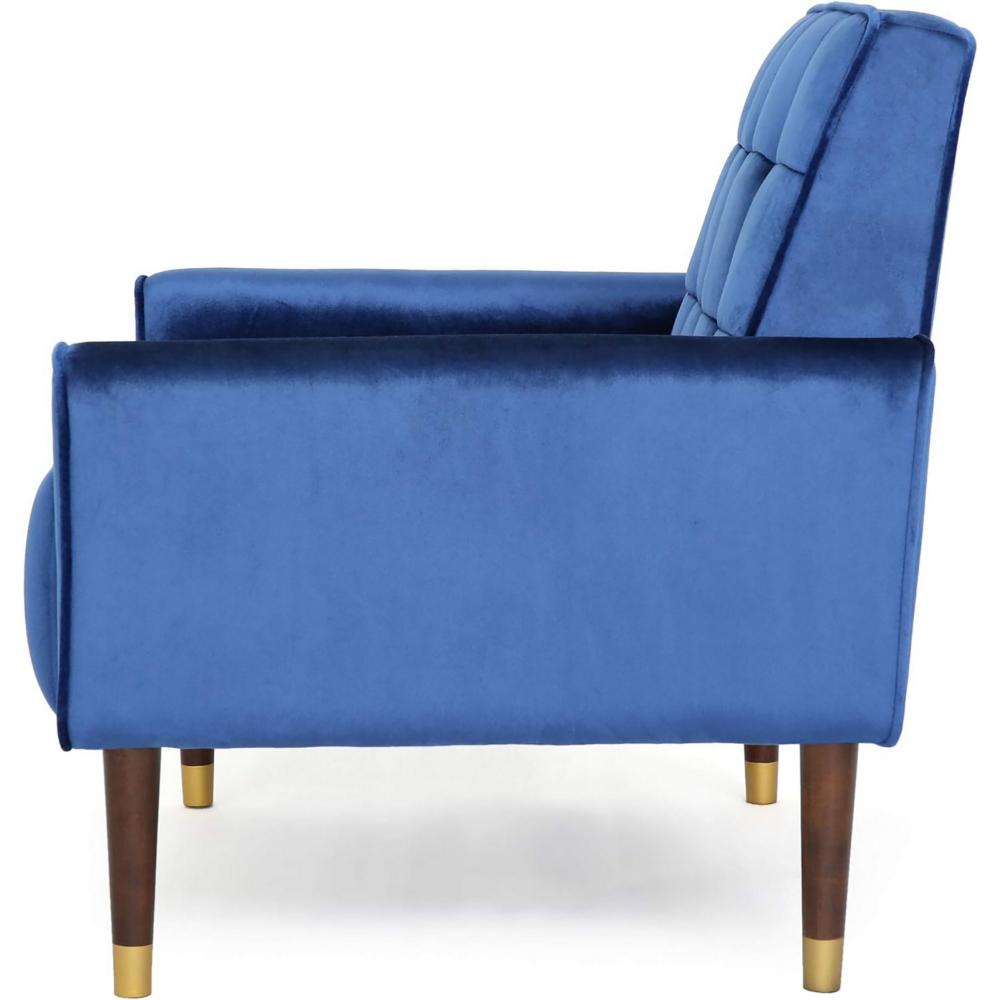 Covia Accent Club Chair, Waffle Stitch Navy Blue Velvet, Gold Tip Legs -BM320525