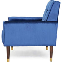 Covia Accent Club Chair, Waffle Stitch Navy Blue Velvet, Gold Tip Legs -BM320525