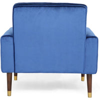 Covia Accent Club Chair, Waffle Stitch Navy Blue Velvet, Gold Tip Legs -BM320525