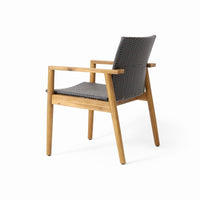 Outdoor Accent Club Chair Set of 2, Gray Wicker, Natural Brown Acacia Wood -BM320527