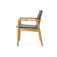 Outdoor Accent Club Chair Set of 2, Gray Wicker, Natural Brown Acacia Wood -BM320527