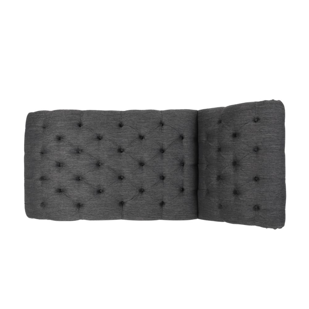 Curb Chaise Lounger, 64 Inch, Button Tufted Diamond Stitch, Charcoal Gray -BM320531