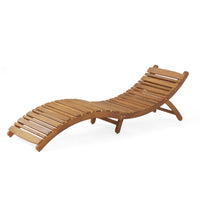 Hanie Foldable Chaise Lounger, Outdoor, Open Slatted in Brown Acacia Wood -BM320533
