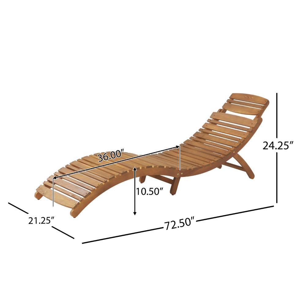 Hanie Foldable Chaise Lounger, Outdoor, Open Slatted in Brown Acacia Wood -BM320533