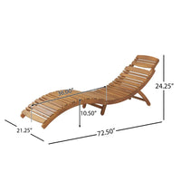 Hanie Foldable Chaise Lounger, Outdoor, Open Slatted in Brown Acacia Wood -BM320533