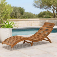Hanie Foldable Chaise Lounger, Outdoor, Open Slatted in Brown Acacia Wood -BM320533