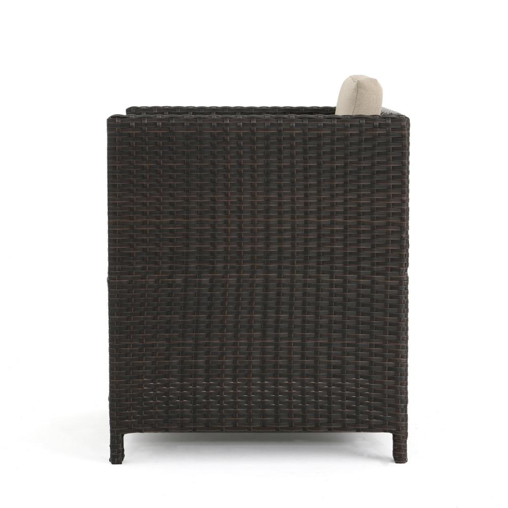 Perie Outdoor Dining Chair Set of 2, Modern Iron and Dark Brown Wicker -BM320534