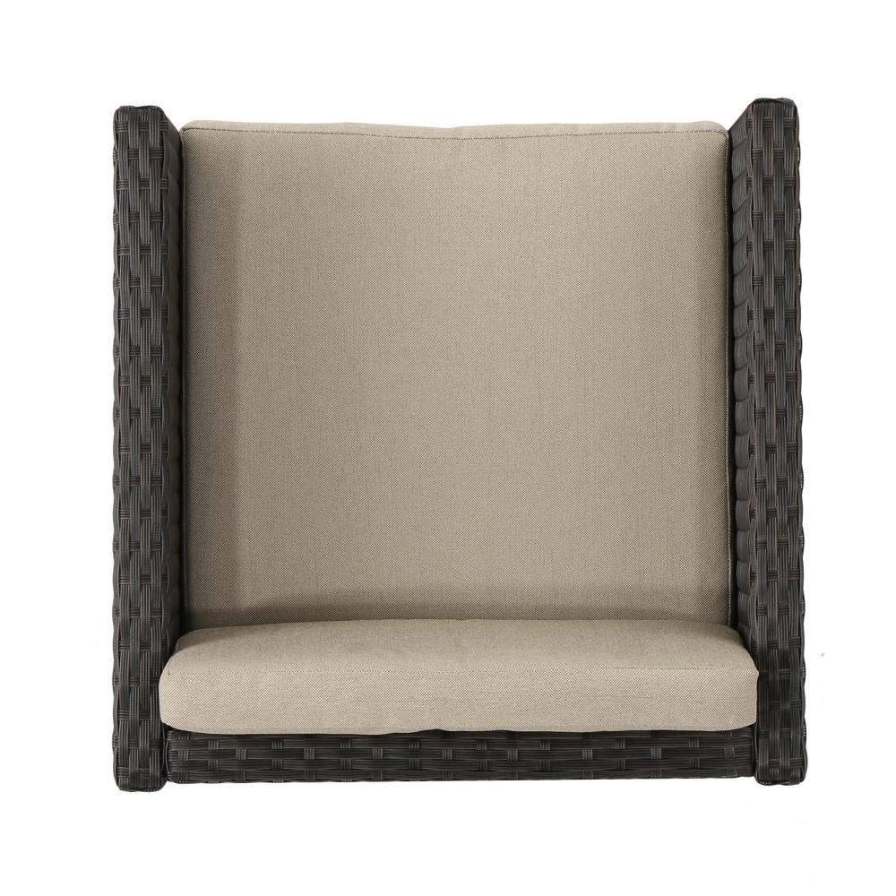 Perie Outdoor Dining Chair Set of 2, Modern Iron and Dark Brown Wicker -BM320534