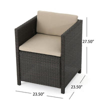 Perie Outdoor Dining Chair Set of 2, Modern Iron and Dark Brown Wicker -BM320534