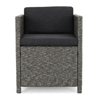 Perie Outdoor Dining Chair Set of 2, Modern Style Iron and Dark Gray Wicker -BM320535
