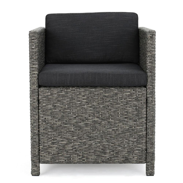 Perie Outdoor Dining Chair Set of 2, Modern Style Iron and Dark Gray Wicker -BM320535