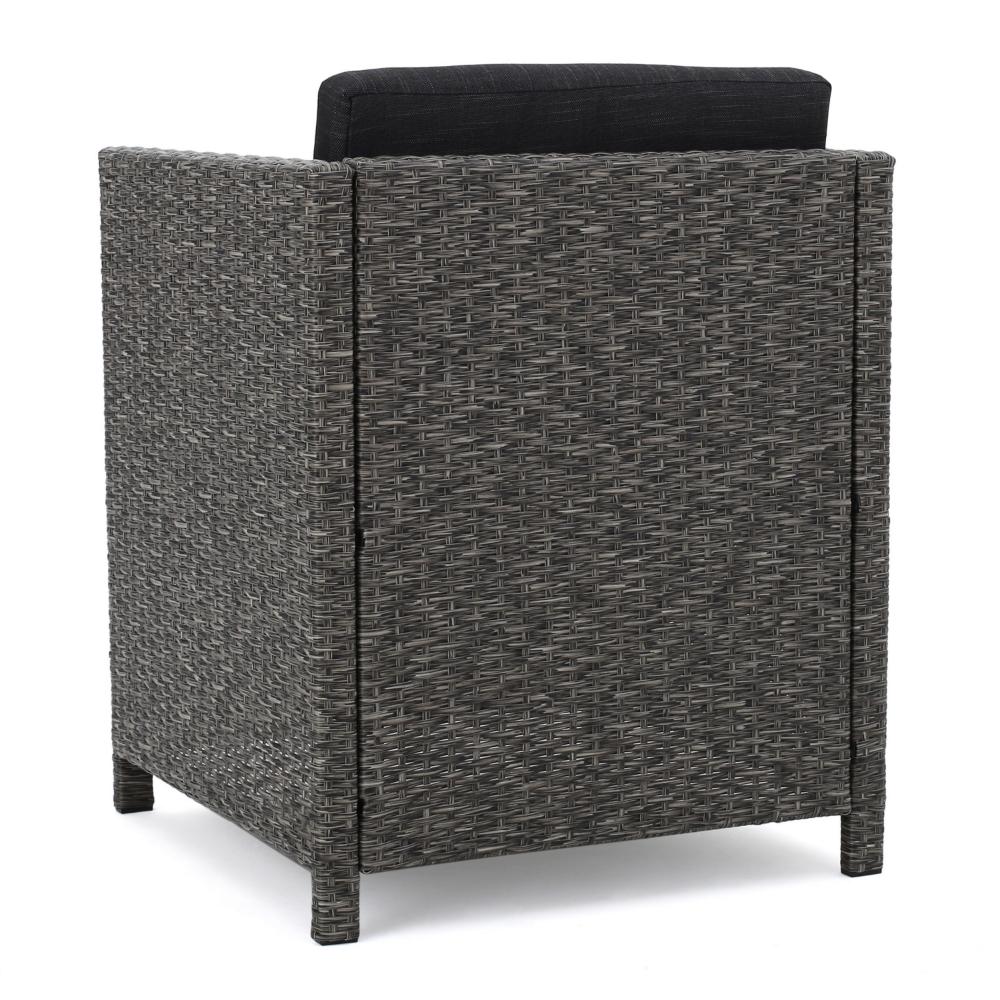 Perie Outdoor Dining Chair Set of 2, Modern Style Iron and Dark Gray Wicker -BM320535