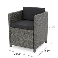 Perie Outdoor Dining Chair Set of 2, Modern Style Iron and Dark Gray Wicker -BM320535