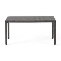 Roeh Outdoor Dining Table, 59 Inch Rectangular, Brown Rattan Wood, Iron -BM320536