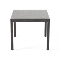 Roeh Outdoor Dining Table, 59 Inch Rectangular, Brown Rattan Wood, Iron -BM320536