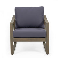 Outdoor Accent Chair, Slat Panels, Sloped Arms, Dark Gray Acacia Wood -BM320537