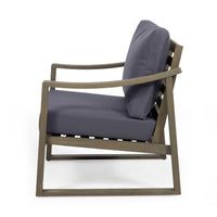 Outdoor Accent Chair, Slat Panels, Sloped Arms, Dark Gray Acacia Wood -BM320537