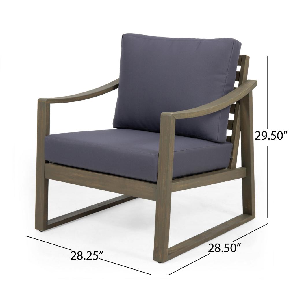 Outdoor Accent Chair, Slat Panels, Sloped Arms, Dark Gray Acacia Wood -BM320537