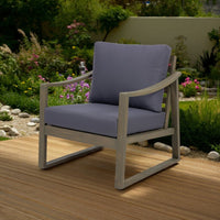 Outdoor Accent Chair, Slat Panels, Sloped Arms, Dark Gray Acacia Wood -BM320537