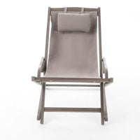 Mikki Portable Sling Chair Set of 2 with Pillows, Gray Polyester, Wood Base -BM320539