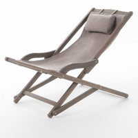 Mikki Portable Sling Chair Set of 2 with Pillows, Gray Polyester, Wood Base -BM320539