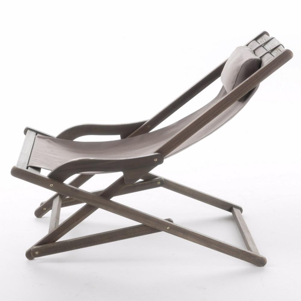 Mikki Portable Sling Chair Set of 2 with Pillows, Gray Polyester, Wood Base -BM320539