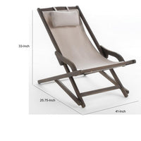 Mikki Portable Sling Chair Set of 2 with Pillows, Beige Polyester, Wood -BM320540