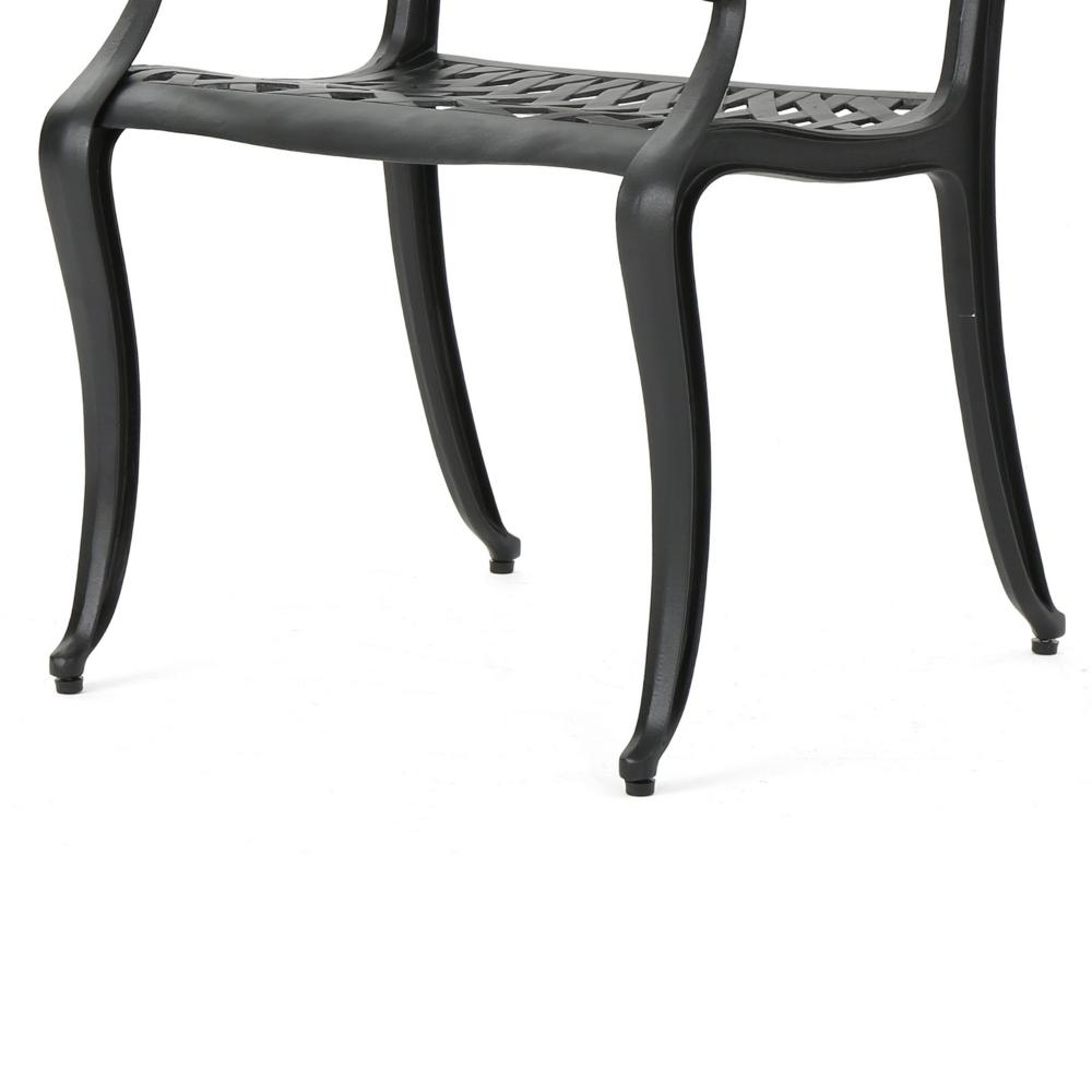 Cay Outdoor Dining Chair Set of 2, Mesh Style Back, Black Cast Aluminium -BM320542