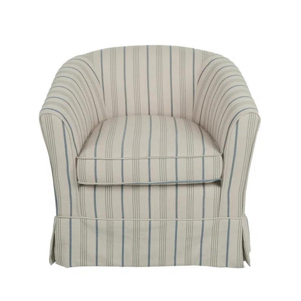 Accent Swivel Chair, Modern Round Barrel Back, Soft White Gray Fabric -BM320543