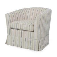Accent Swivel Chair, Modern Round Barrel Back, Soft White Gray Fabric -BM320543