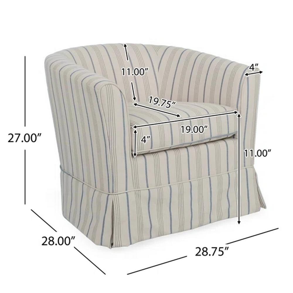 Accent Swivel Chair, Modern Round Barrel Back, Soft White Gray Fabric -BM320543