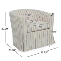 Accent Swivel Chair, Modern Round Barrel Back, Soft White Gray Fabric -BM320543
