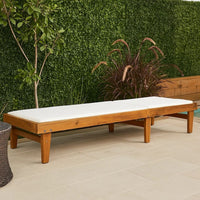 Liam Outdoor Chaise Lounger, Ergonomic White Mesh Seat, Brown Acacia Wood -BM320544