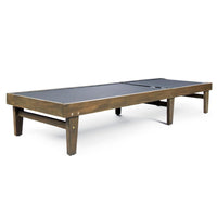 Liam Outdoor Chaise Lounger, 78 Inch Mesh Seat, Dark Gray Acacia Wood Frame -BM320545