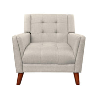 Accent Armchair, Tufted Back Flared Arms, Tapered Wood Legs, Beige Fabric -BM320548
