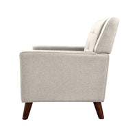 Accent Armchair, Tufted Back Flared Arms, Tapered Wood Legs, Beige Fabric -BM320548