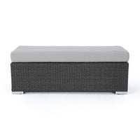 Sanie Outdoor Bench, 47 Inch, Gray Resin Wicker Weave, Silver Polyester -BM320549