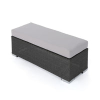 Sanie Outdoor Bench, 47 Inch, Gray Resin Wicker Weave, Silver Polyester -BM320549