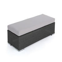 Sanie Outdoor Bench, 47 Inch, Gray Resin Wicker Weave, Silver Polyester -BM320549