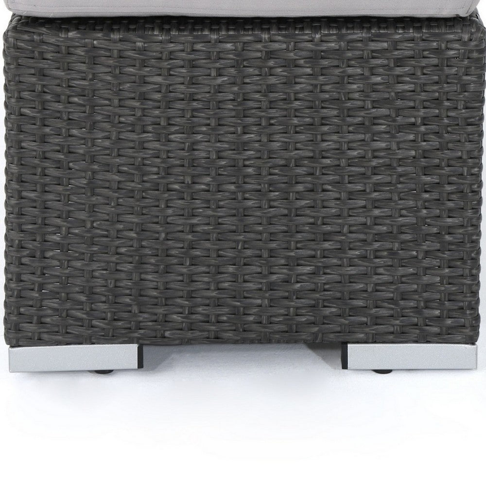 Sanie Outdoor Bench, 47 Inch, Gray Resin Wicker Weave, Silver Polyester -BM320549