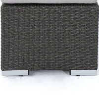 Sanie Outdoor Bench, 47 Inch, Gray Resin Wicker Weave, Silver Polyester -BM320549