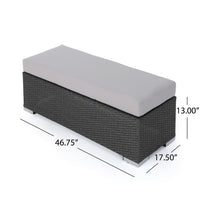 Sanie Outdoor Bench, 47 Inch, Gray Resin Wicker Weave, Silver Polyester -BM320549