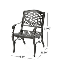 Toni Outdoor Armchair Set of 2, Cabriole, Scrolled Lattice Bronze Aluminium -BM320552