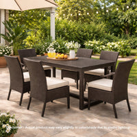 Sanie Outdoor Dining Table, 59 Inch Top, Iron Frame, Brown Resin Wicker -BM320554