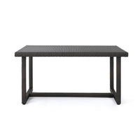 Sanie Outdoor Dining Table, 59 Inch Top, Iron Frame, Brown Resin Wicker -BM320554