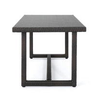 Sanie Outdoor Dining Table, 59 Inch Top, Iron Frame, Brown Resin Wicker -BM320554