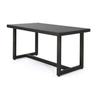 Sanie Outdoor Dining Table, 59 Inch Top, Iron Frame, Brown Resin Wicker -BM320554