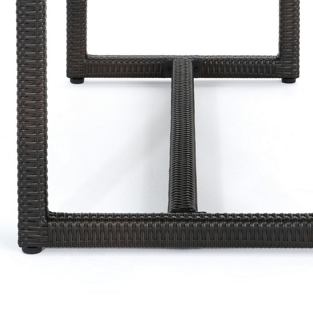Sanie Outdoor Dining Table, 59 Inch Top, Iron Frame, Brown Resin Wicker -BM320554